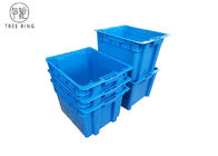 Kotak Jinjing Plastik Kotak Ikan Persegi Dengan Tutup Makanan Grade 505 * 410 * 320 Mm Biru / Abu-abu