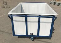 K700Kg Rotomolding Truk Kotak Poli, Sisi Rata Massal Tugas Berat Laundry Cart Di Atas Roda