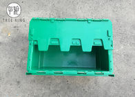 Kotak Penyimpanan Plastik Hijau Daur Ulang Dengan Tutup Berengsel, Tutup Kontainer Terpasang 500 X 330 X 236mm