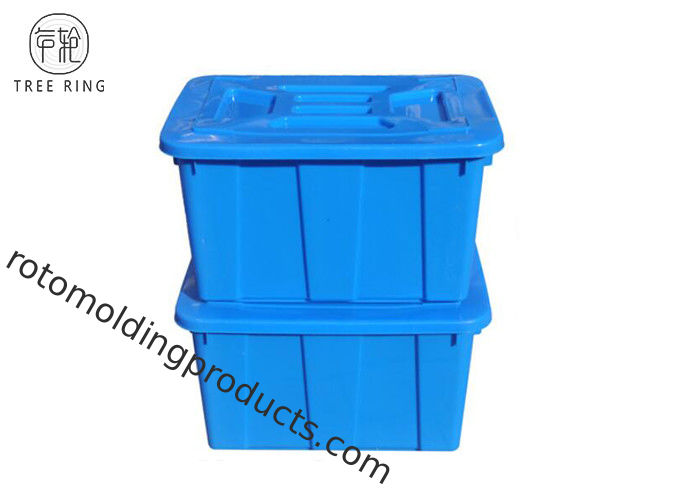 C614l Stackable Biru Kotak Penyimpanan Plastik Dengan Tutup / Penutup 670 * 490 * 390 Mm