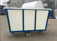 500kg Tugas Berat Plastik Laundry Trolley Di Atas Roda Untuk Industri Tekstil LLDPE