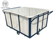 K700Kg Rotomolding Truk Kotak Poli, Sisi Rata Massal Tugas Berat Laundry Cart Di Atas Roda