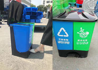 40l Ganda Hijau / Biru Plastik Sampah Tempat Sampah Daur Ulang Karton Dengan Pedal