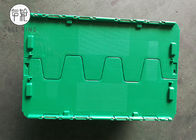 Kotak Penyimpanan Plastik Hijau Daur Ulang Dengan Tutup Berengsel, Tutup Kontainer Terpasang 500 X 330 X 236mm
