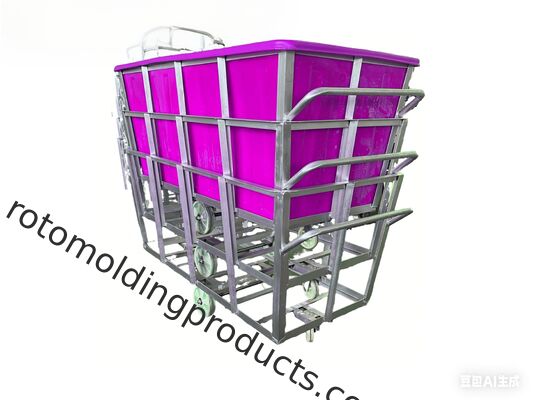 2866 lbs 1300L Rotomolded LLDPE Fabric Trolley | Kereta Tekstil Tugas Berat dengan Pegangan Dorong Ganda & Kapasitas Muat 1200kg