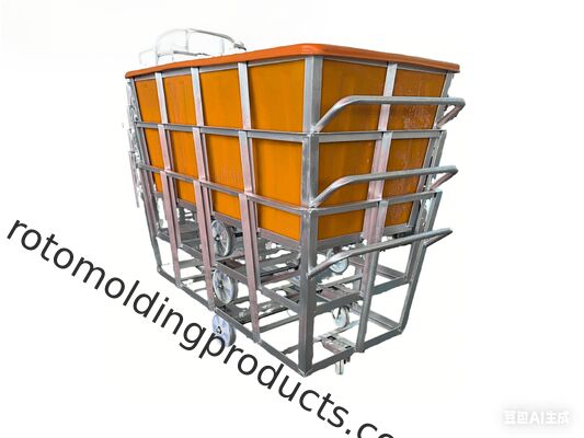 1300L Ergonomic Rotomolded Poly Box Truck Trolley Kain Berat dengan Base Baja Galvanis